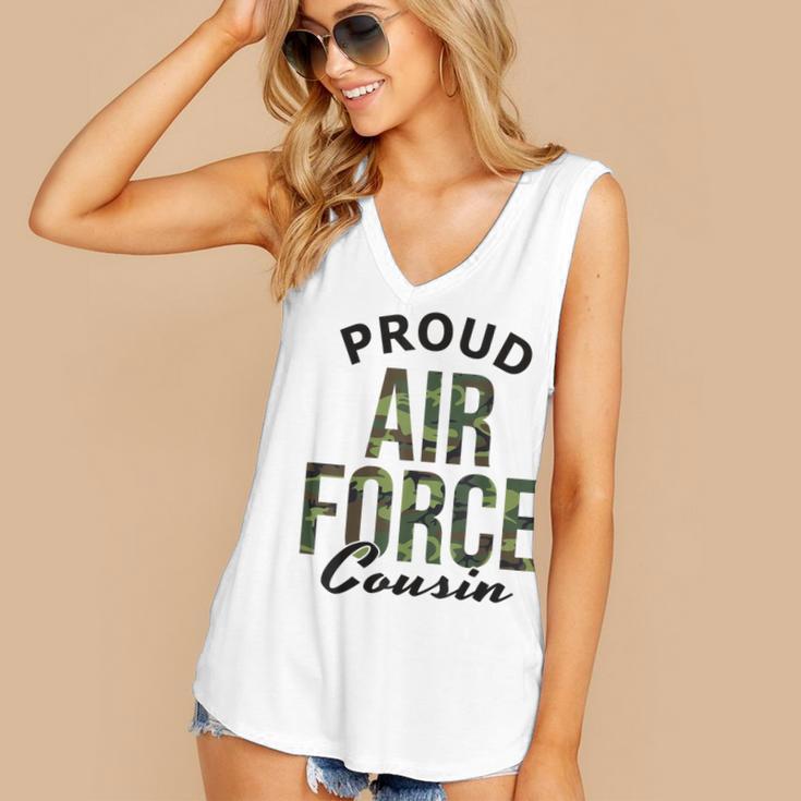 Proud Air Force Cousin Deployment Homecoming Graduation USAF Women's V-Neck Tank Top