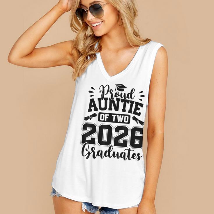 Proud Auntie Of Two 2026 Graduates Graduation Women's V-Neck Tank Top