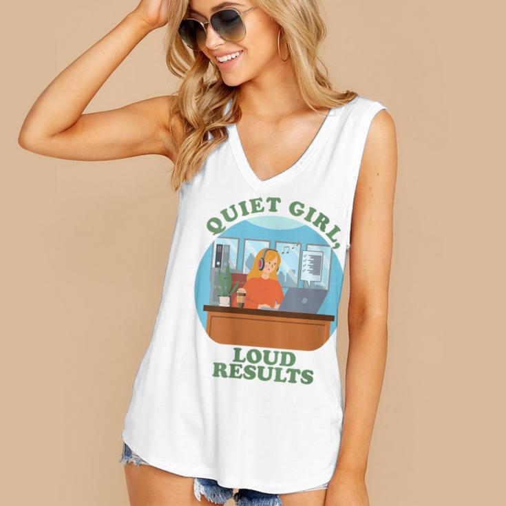 Quiet Girl Loud Results Introvert Office Staff Secretary Women's V-Neck Tank Top