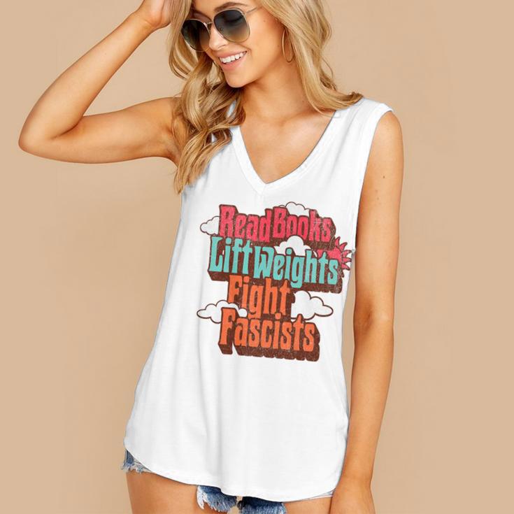 Read Books Lift Weights Fight Fascists Reading No Kings Premium Tri-Blend Women's V-Neck Tank Top Read Books Lift Weights Fight Fascists Reading No Kings Premium Tri-Blend Women's V-Neck Tank Top