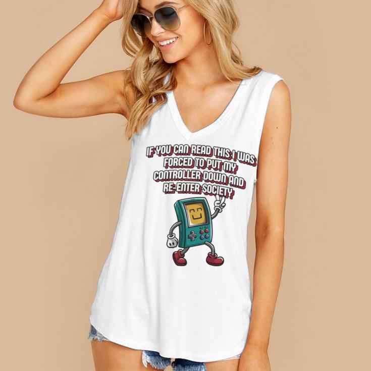 If You Can Read This Gamer Humor Gaming Introvert Women's V-Neck Tank Top If You Can Read This Gamer Humor Gaming Introvert Women's V-Neck Tank Top