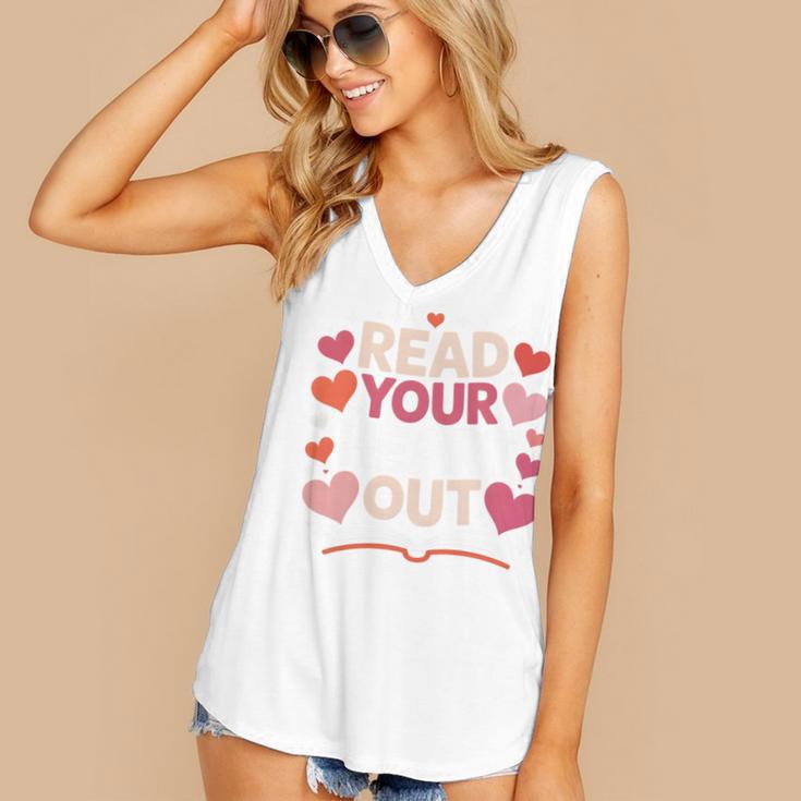 Read Your Heart Out Teacher Valentines Day Reading Book Love Women's V-Neck Tank Top