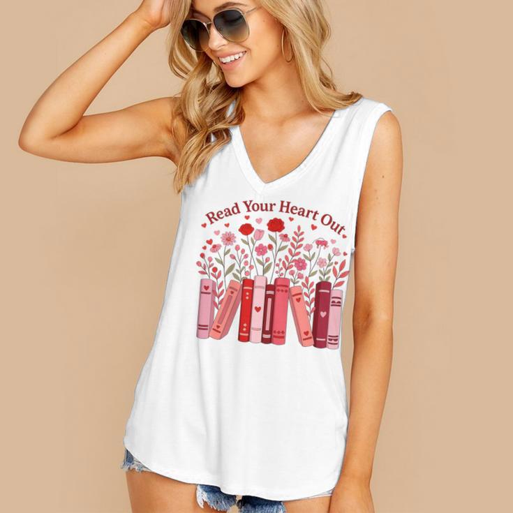 Read Your Heart Out Teacher Valentines Day Reading Book Women's V-Neck Tank Top