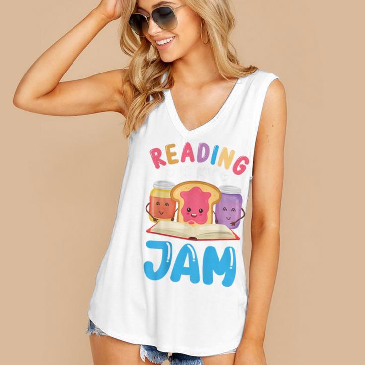 Reading Is My Jam I Love To Read Books Boy Girl Women's V-Neck Tank Top Reading Is My Jam I Love To Read Books Boy Girl Women's V-Neck Tank Top