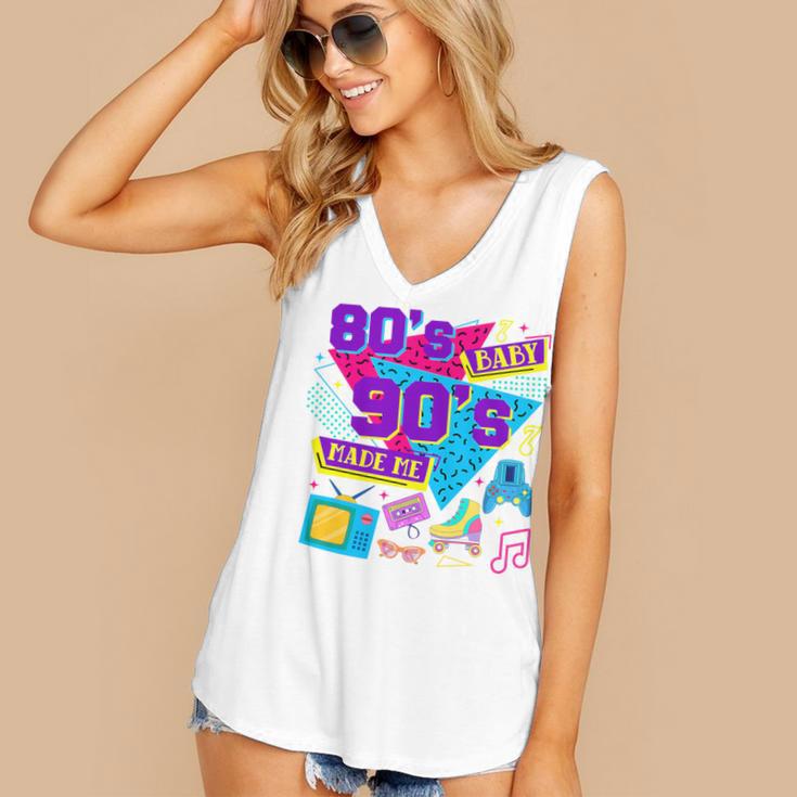 Retro 1980s 80's Baby 1990s 90's Made Me Nostalgia Birthday Premium Tri-Blend Women's V-Neck Tank Top