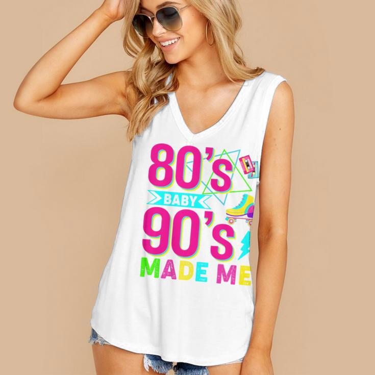 Retro 1980s 80's Baby 1990s 90's Made Me Nostalgia Vibes Premium Tri-Blend Women's V-Neck Tank Top