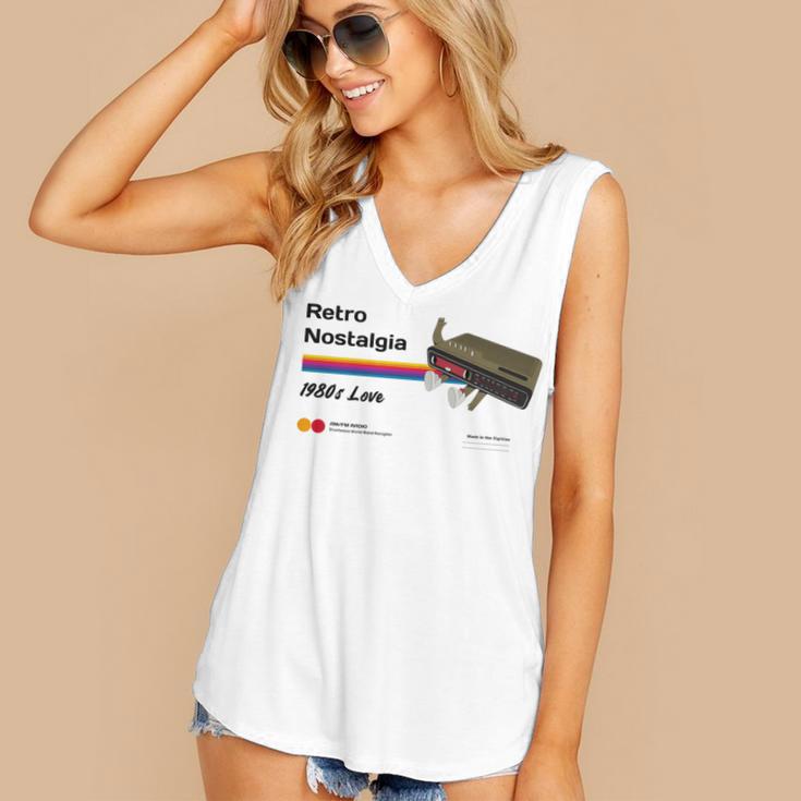 Retro Nostalgia 1980s Love Graphic Premium Tri-Blend Women's V-Neck Tank Top