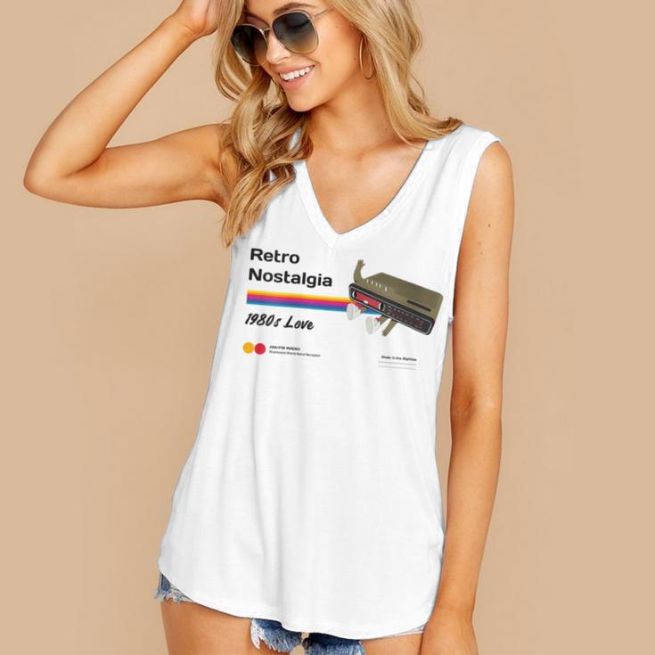 Retro Nostalgia 1980s Love Graphic Women's V-Neck Tank Top Retro Nostalgia 1980s Love Graphic Women's V-Neck Tank Top