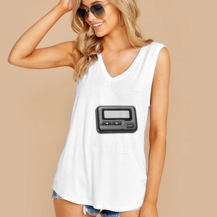 Retro Pager 90s Nostalgia Premium Tri-Blend Women's V-Neck Tank Top