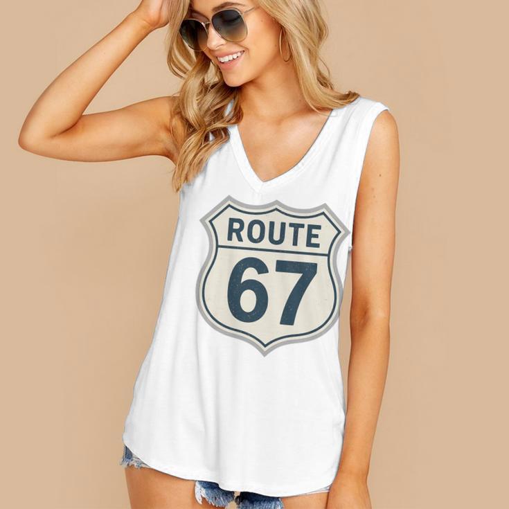 Retro Route 67 Highway Sign Vintage Road Nostalgia Premium Tri-Blend Women's V-Neck Tank Top