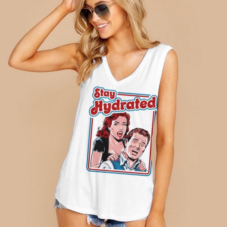 Retro Vampire Book Cover Style Stay Hydrated Halloween Women's V-Neck Tank Top