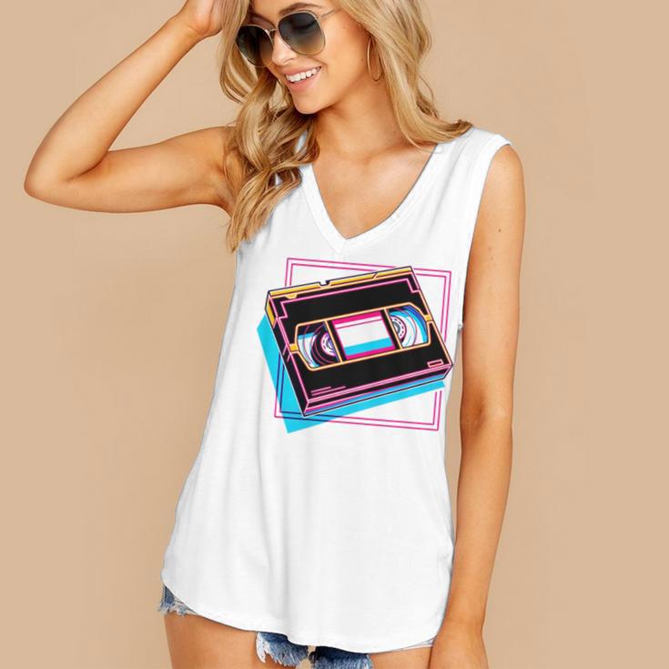 Retro VHS Vaporwave Video Cassette Nostalgia Geek Chic Women's V-Neck Tank Top