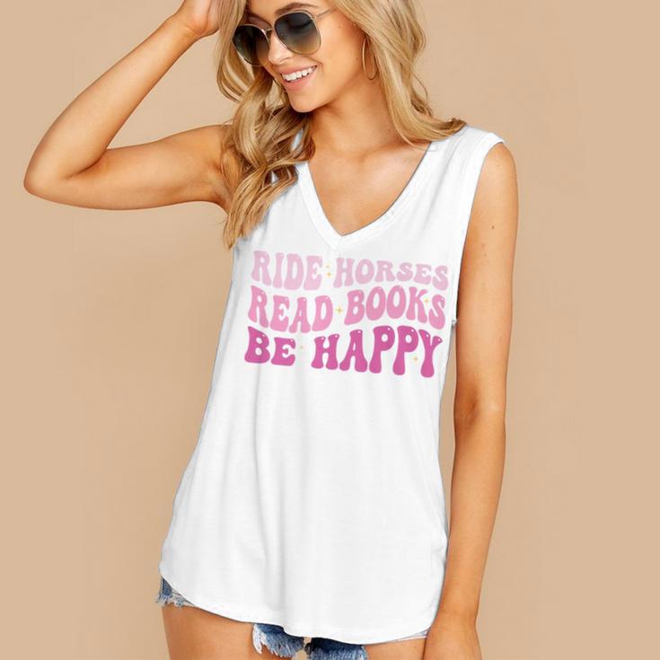Ride Horses Read Books Be Happy Groovy Book Horse Premium Women's V-Neck Tank Top Ride Horses Read Books Be Happy Groovy Book Horse Premium Women's V-Neck Tank Top