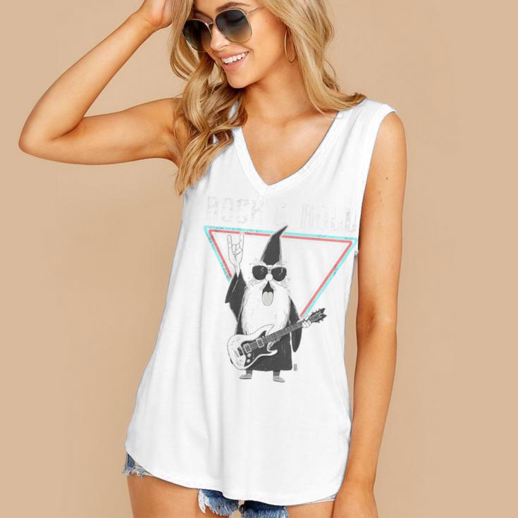 Rock & Roll Wizard Music Nostalgia Premium Tri-Blend Women's V-Neck Tank Top