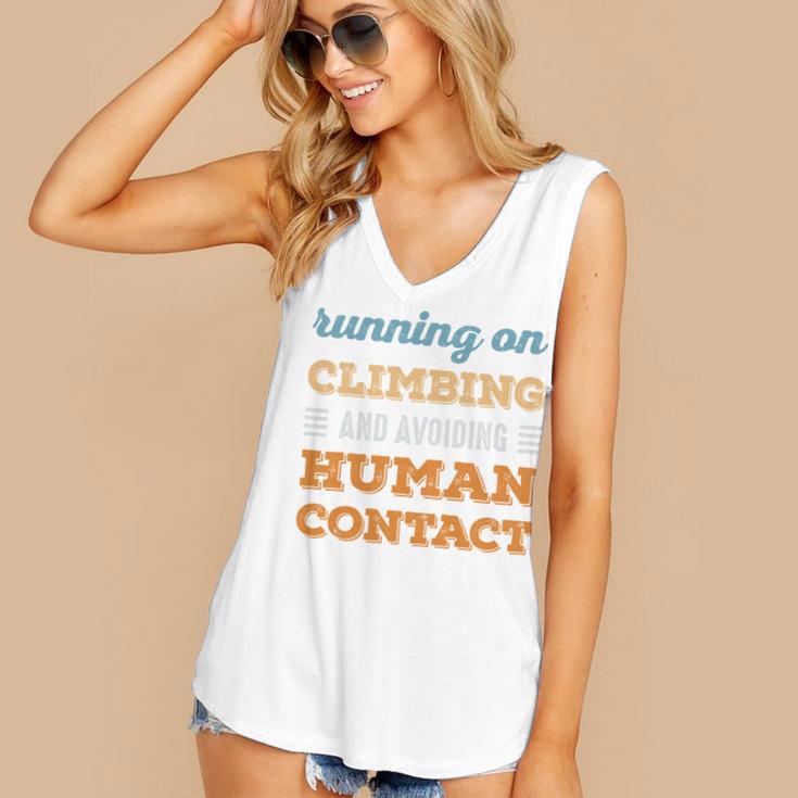 Running On Climbing Social Introvert Humor Vintage Women's V-Neck Tank Top
