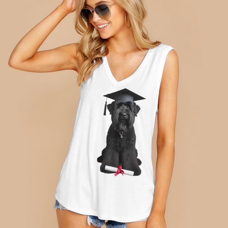 Russian Terrier Dog Graduation Cap Graduate Owner Grad Women's V-Neck Tank Top