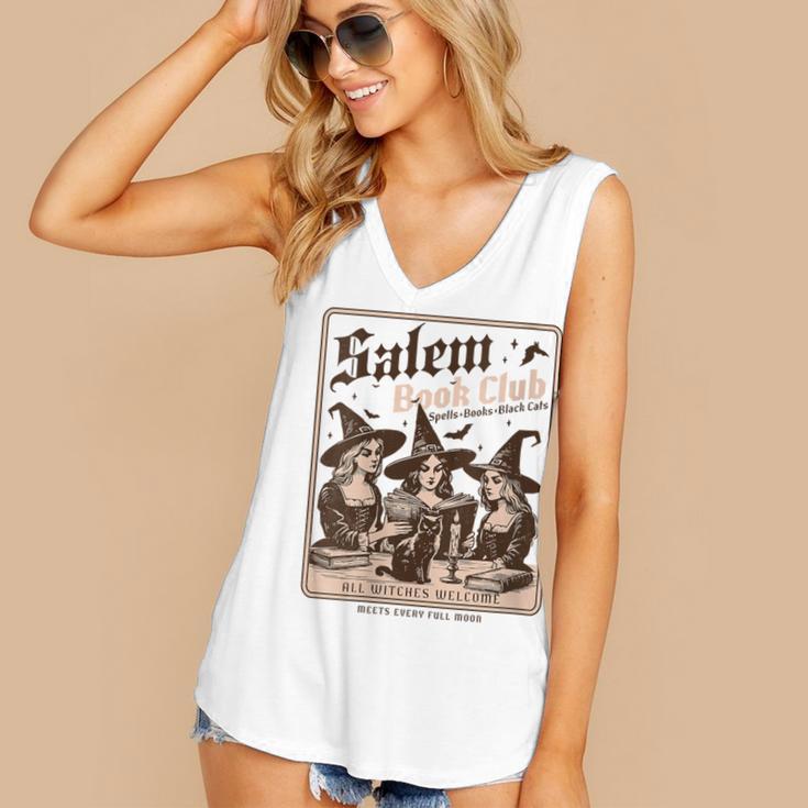 Salem Book Club Bookish Halloween Retro Salem Witch Book Women's V-Neck Tank Top