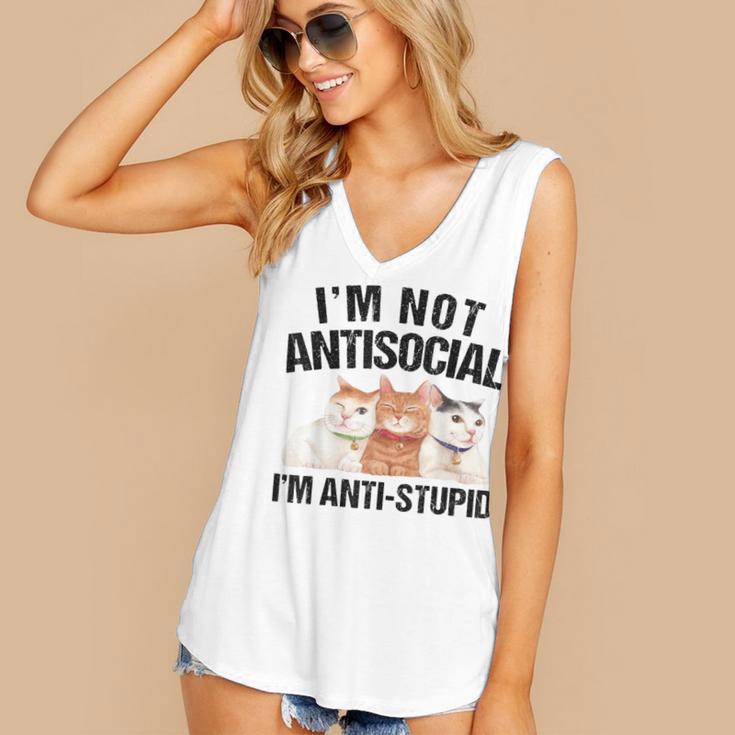 Sarcasm Cat Sarcastic Introvert Antisocial Cat Lover Women's V-Neck Tank Top Sarcasm Cat Sarcastic Introvert Antisocial Cat Lover Women's V-Neck Tank Top
