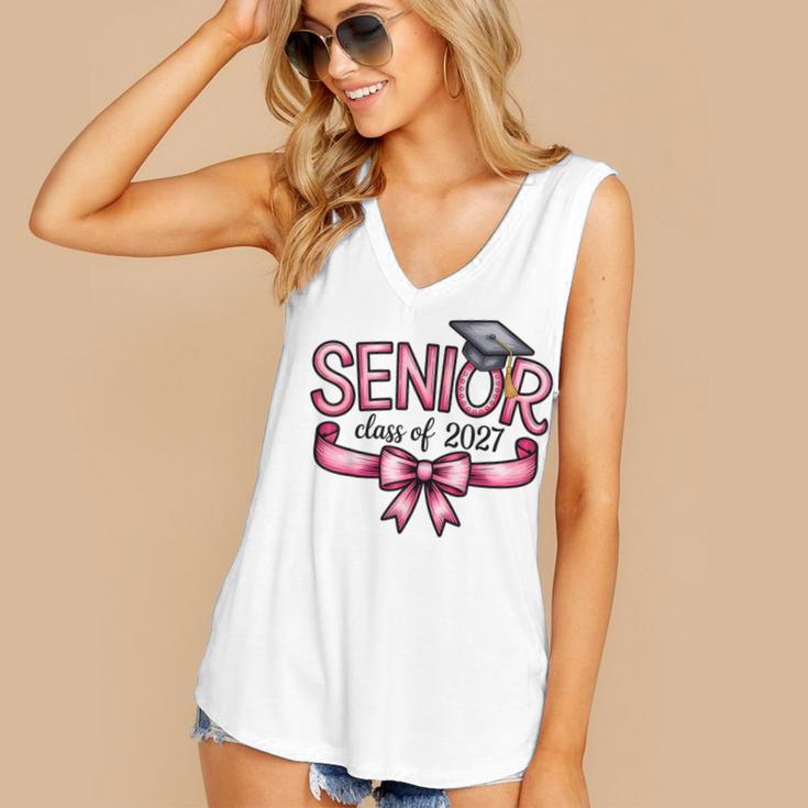 Senior Class Of 2027 Coquette Pink Bow Graduation 2027 Women Women's V-Neck Tank Top