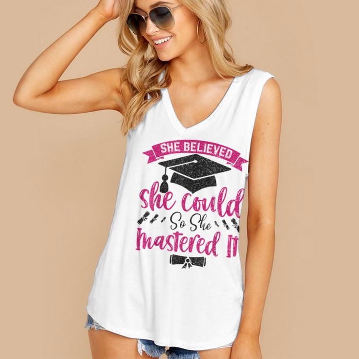 She Believed She Could So She Mastered It Graduation Women's V-Neck Tank Top