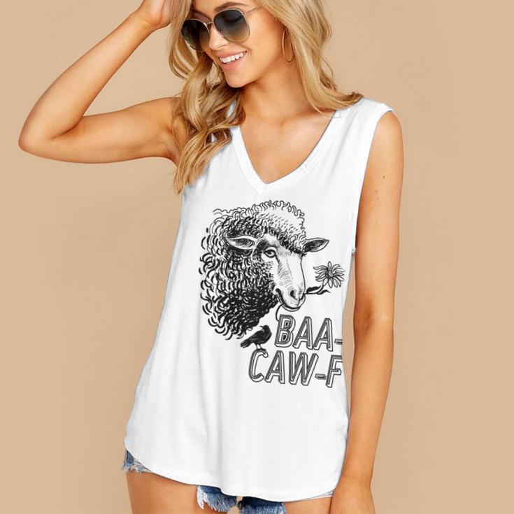 Sheep Baa Crow Caw Back Off Pun Tee For Introverts & Teens Women's V-Neck Tank Top