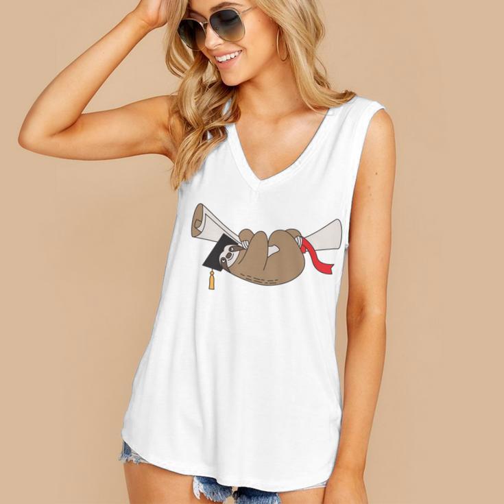 Sloth Graduation Shirt I Did It Diploma Grad Women's V-Neck Tank Top
