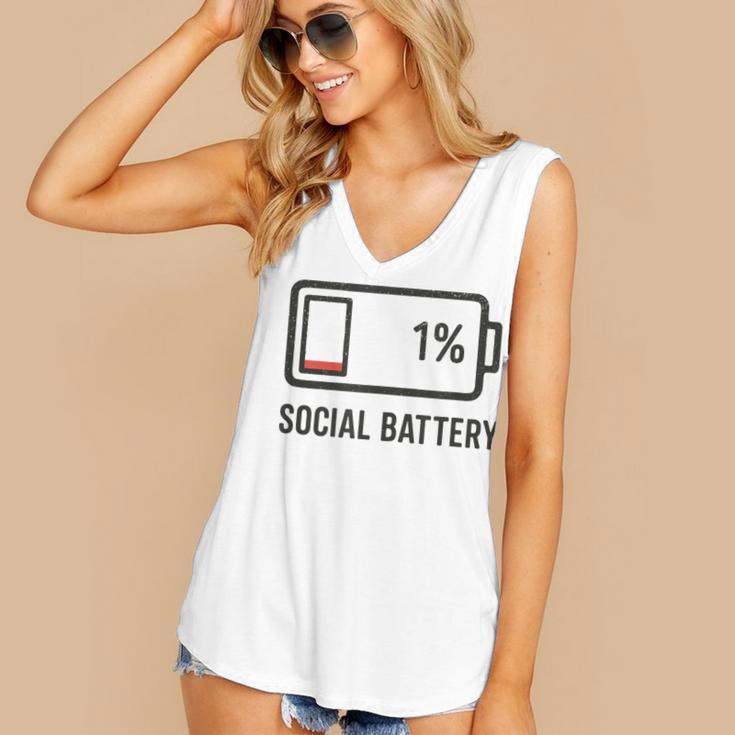 Social Battery 1 Shirt Introvert Anti Social Tee Gif Women's V-Neck Tank Top