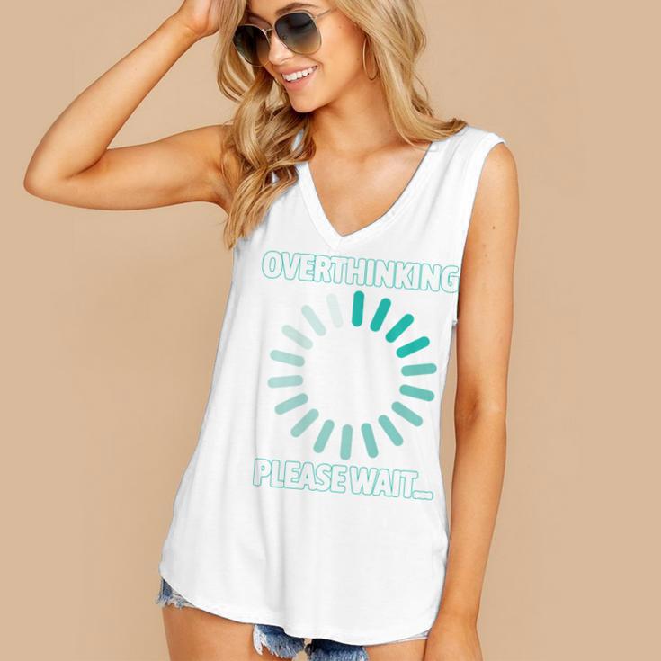Social Introvert's Overthinking Please Wait Awkward Humor Women's V-Neck Tank Top
