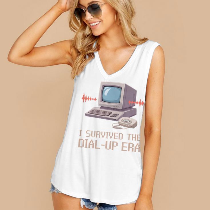 I Survived The Dial-Up Era Retro 90s Nostalgia Premium Tri-Blend Women's V-Neck Tank Top