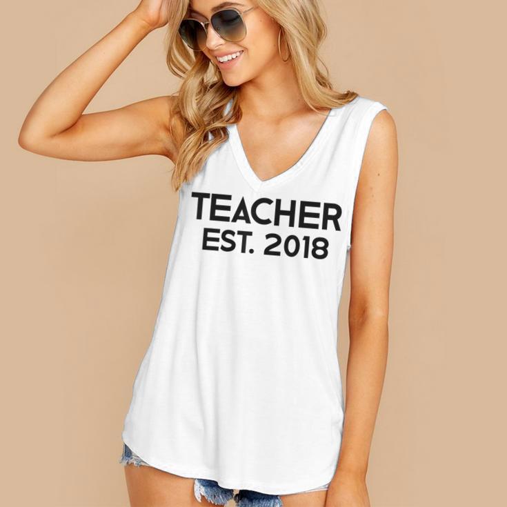 Teacher Graduation Teacher Est 2018 Tee Him Her Women's V-Neck Tank Top