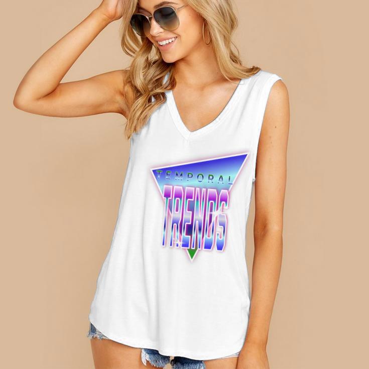 Temporal Trends Vaporwave Style Retro Nostalgia Look Premium Tri-Blend Women's V-Neck Tank Top
