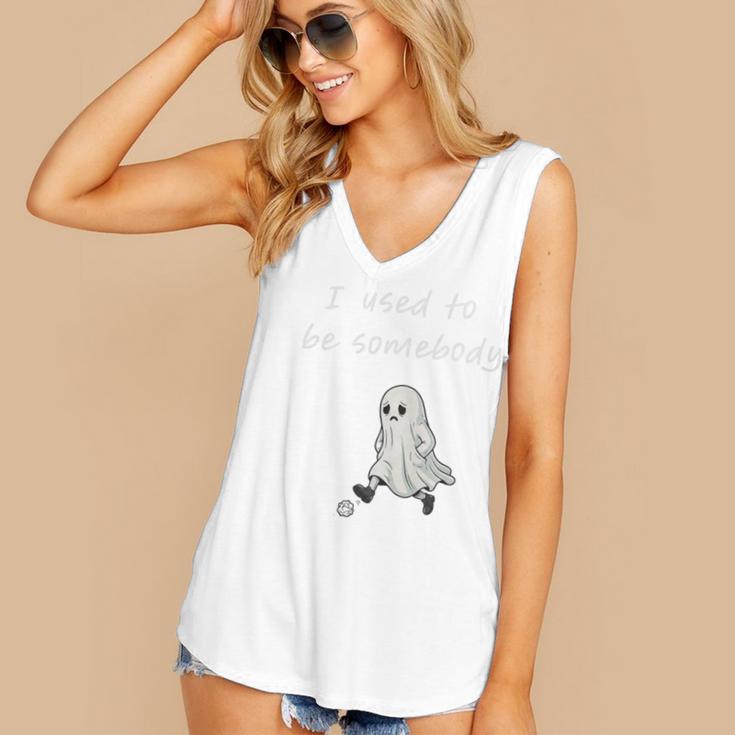 I Used To Be Somebody Nostalgia Halloween Spooky Season Premium Tri-Blend Women's V-Neck Tank Top