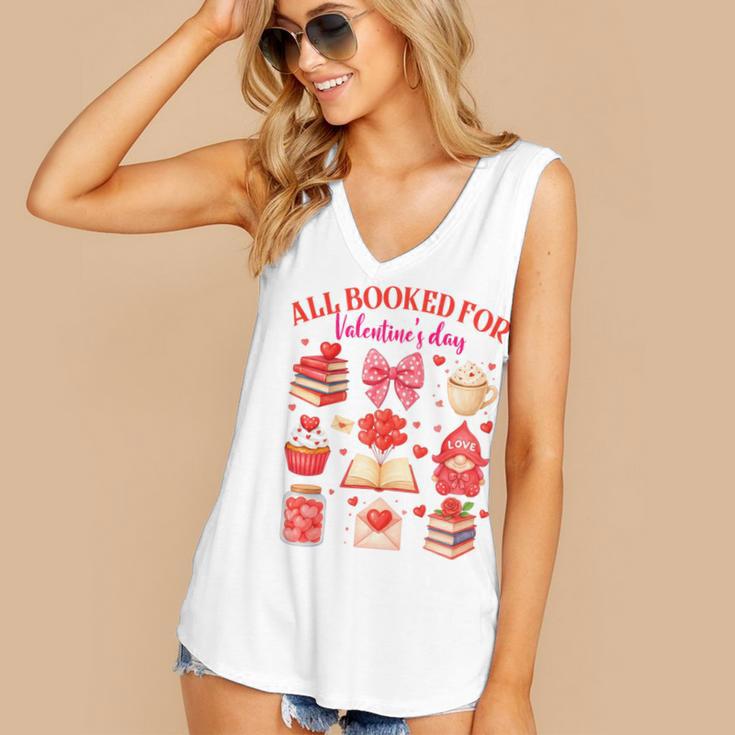 Valentines Reading Book Lover All Booked For Valentine's Day Women's V-Neck Tank Top