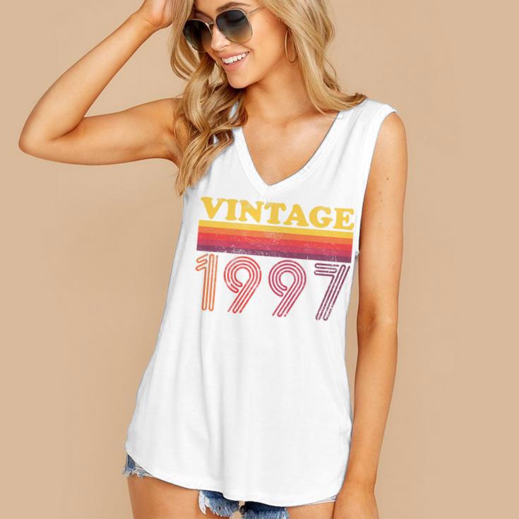 Vintage 1997 Retro Style 90's Born Nostalgia Vibes Birthday Premium Tri-Blend Women's V-Neck Tank Top