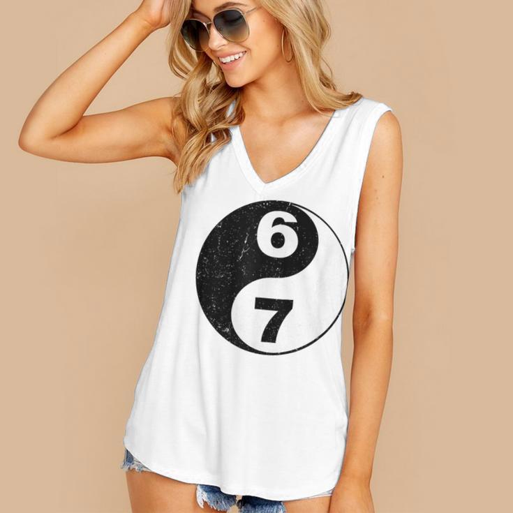 Vintage 6 7 Yin Yang Namaste Six Seven Nostalgia Women's V-Neck Tank Top Vintage 6 7 Yin Yang Namaste Six Seven Nostalgia Women's V-Neck Tank Top