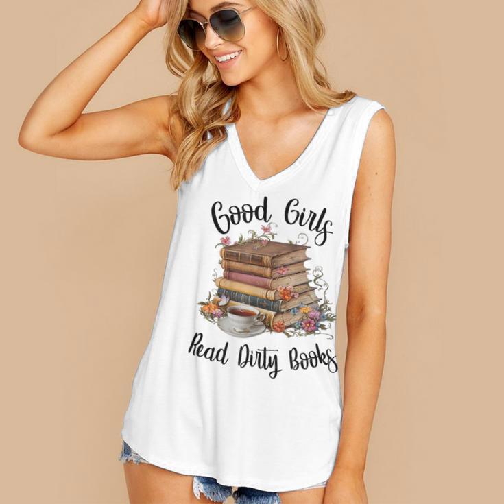 Vintage Fantasy Romance Lover Good Girls Read Dirty Books Women's V-Neck Tank Top