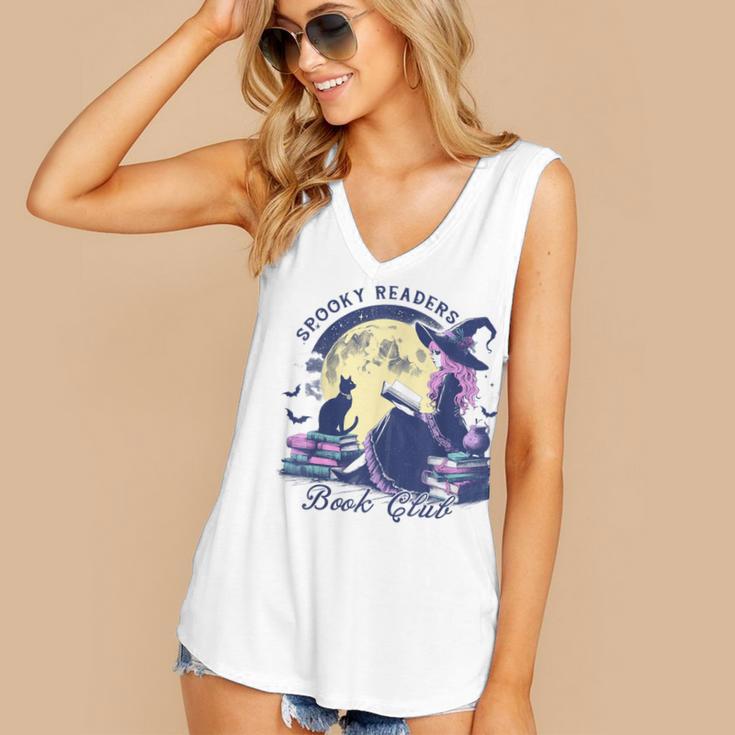 Vintage Sexy Witch Spooky Readers Book Lover Club Halloween Women's V-Neck Tank Top