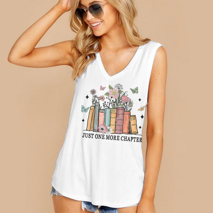 Wildflower Floral Book Just One More Chapter Women's V-Neck Tank Top Wildflower Floral Book Just One More Chapter Women's V-Neck Tank Top