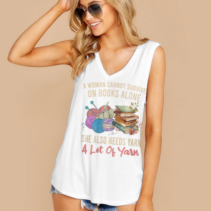 A Woman Cannot Survive On Books Alone She Needs Yarn Crochet Premium Tri-Blend Women's V-Neck Tank Top