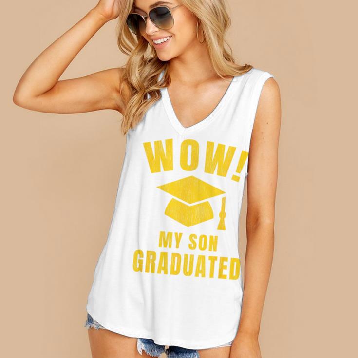 Wow My Son Graduated Mom Dad Of A Senior Graduation Women's V-Neck Tank Top