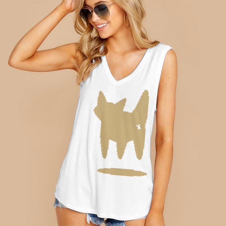 Yk2 Cat With Tomboy Tail 90s Nostalgia Downtown Indie Women's V-Neck Tank Top Yk2 Cat With Tomboy Tail 90s Nostalgia Downtown Indie Women's V-Neck Tank Top