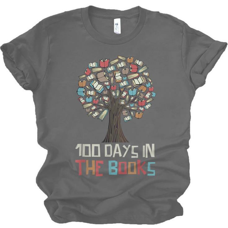 100 Days In The Books Tree Reading Teacher Student 100th Day Unisex Jersey T-Shirt