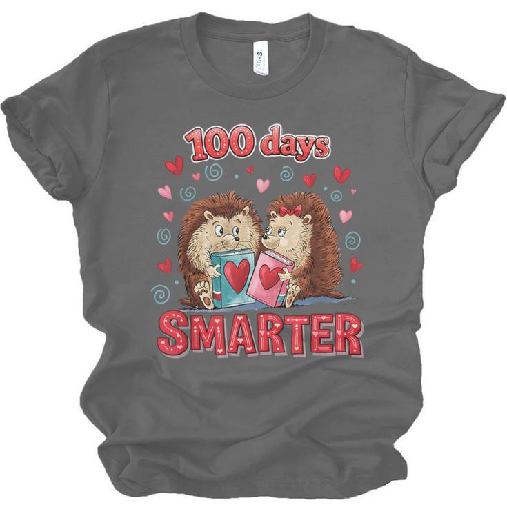100 Days Smarter Shirt Cute Hedgehog Love Books School Tee Unisex Jersey T-Shirt