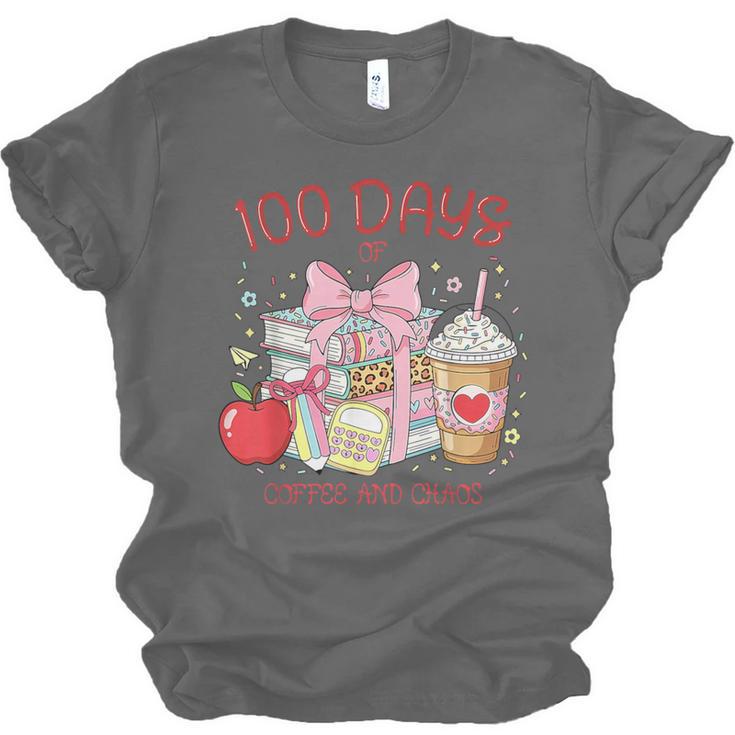 100th Day Of School Teachers 100 Days Of Coffee Chaos Books Unisex Jersey T-Shirt 100th Day Of School Teachers 100 Days Of Coffee Chaos Books Unisex Jersey T-Shirt