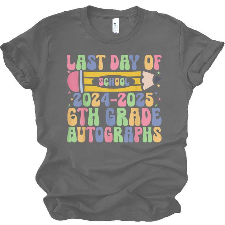 2025 Last Day Of School Autograph 6th Grade Graduation Unisex Jersey T-Shirt
