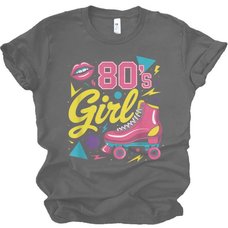 80's Girl Roller Skates Skating Eighties 1980s Nostalgia Unisex Jersey T-Shirt