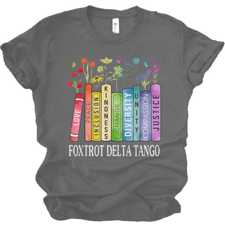 8647 Foxtrots Tangos Deltas Book Flower Resist Book Lovers Unisex Jersey T-Shirt