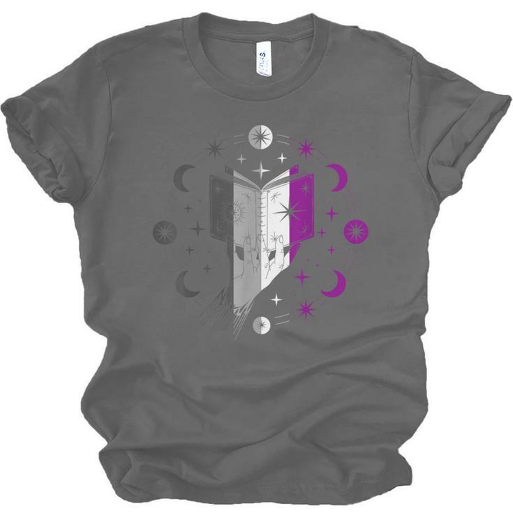 Ace Pride Book With Stars Moons And Magic Hand Unisex Jersey T-Shirt