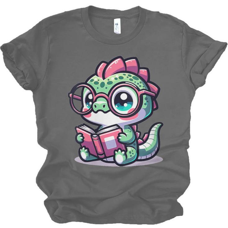 Adorable Book Lover Basilisk With Reading Glasses Cute Unisex Jersey T-Shirt