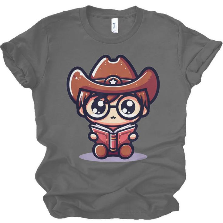 Adorable Book Lover Cowboy With Reading Glasses Cute Unisex Jersey T-Shirt